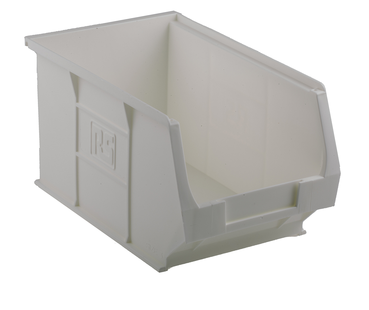 RS PRO PP Storage Bin, 240mm x 150mm x 130mm, White
