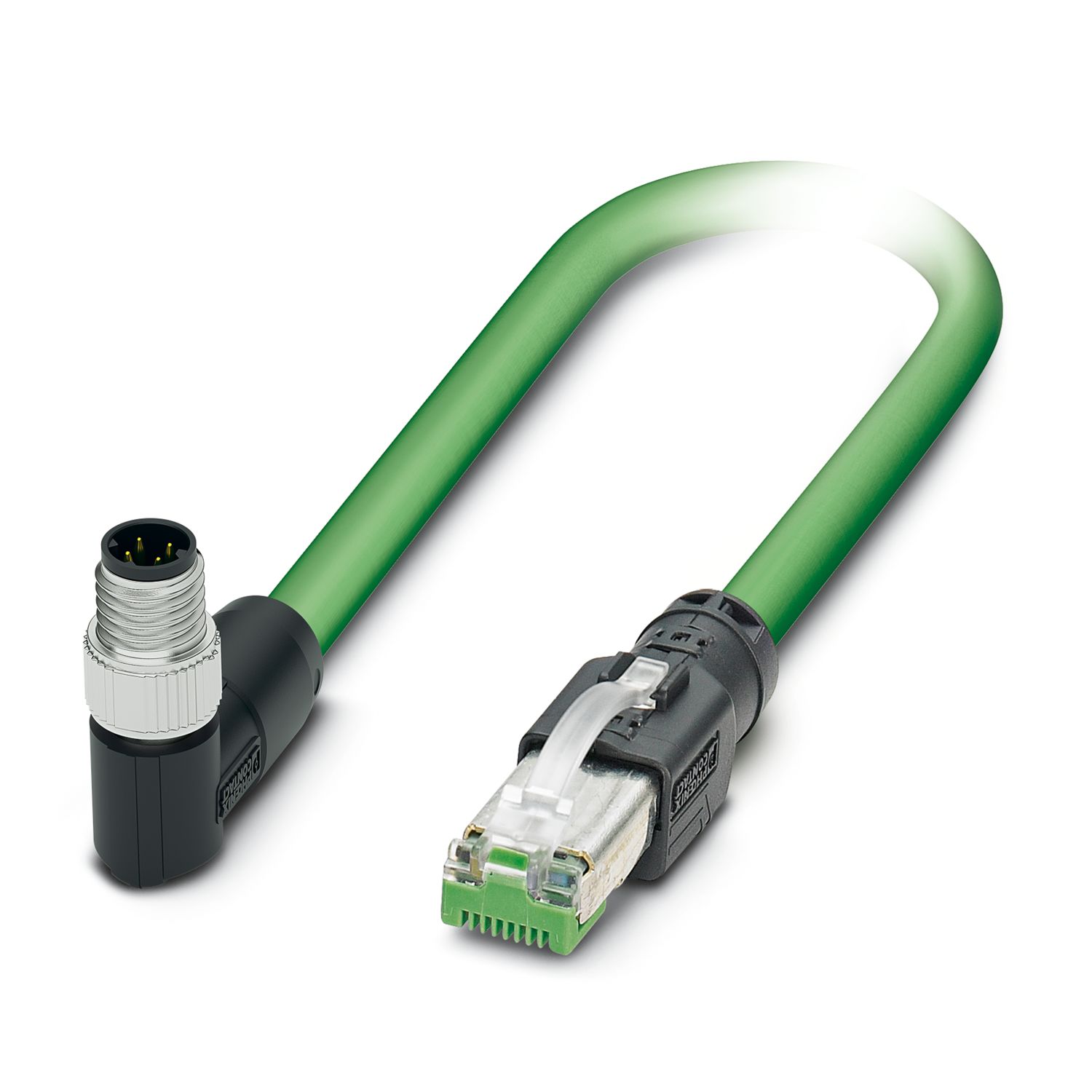 Phoenix Contact, 5m Cat5, Green M8 to Male RJ45 Male, STP Shielded, Terminated Polyurethane Sheath