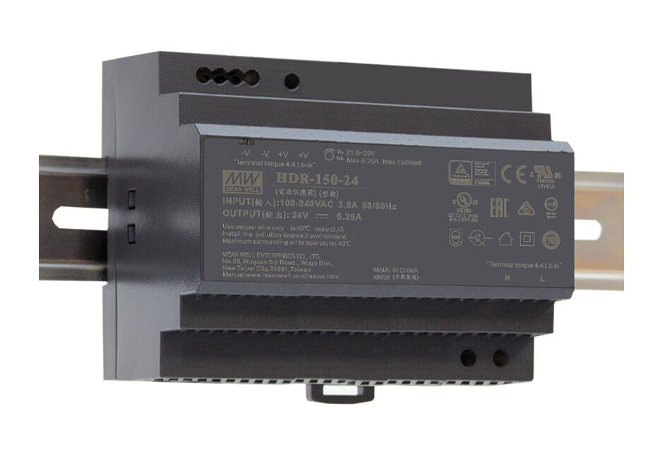 MEAN WELL HDR Switched Mode DIN Rail Power Supply, 85 → 264 V ac / 120 → 370V dc ac, dc Input, 15V dc dc