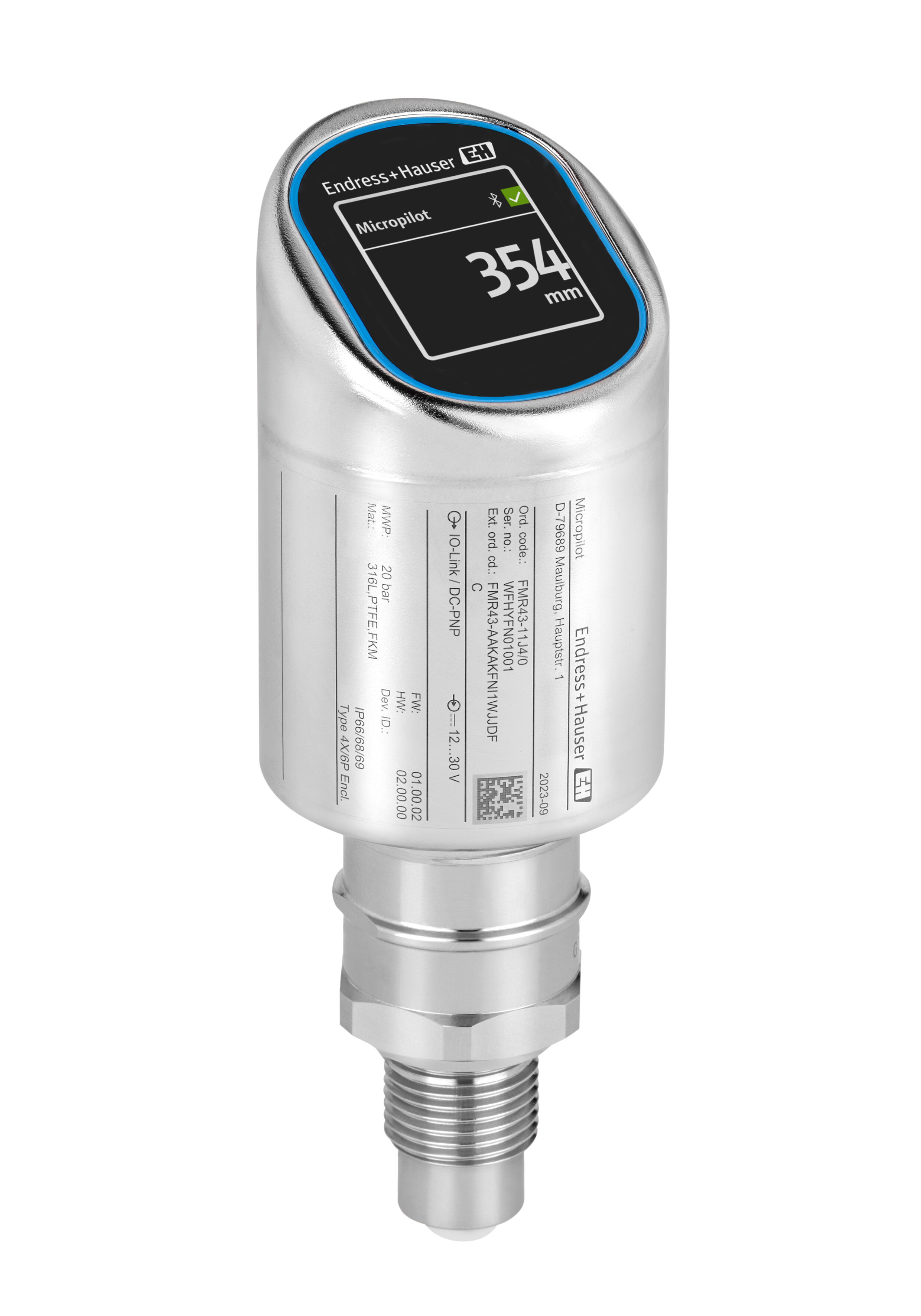 Endress+Hauser FMR43 Series Radar Level Sensor Level Sensor, Screwing, PTFE Body, ATEX-Rated