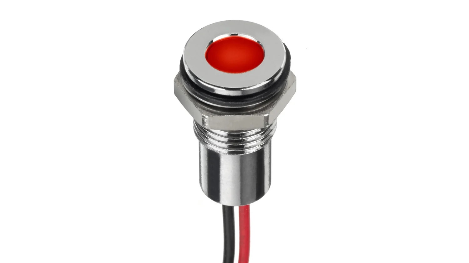 RS PRO Red Panel Mount Indicator, 12V dc, 8mm Mounting Hole Size, Lead Wires Termination, IP67