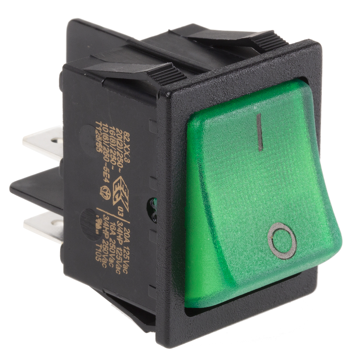 Molveno Illuminated DPST, On-Off Rocker Switch Panel Mount