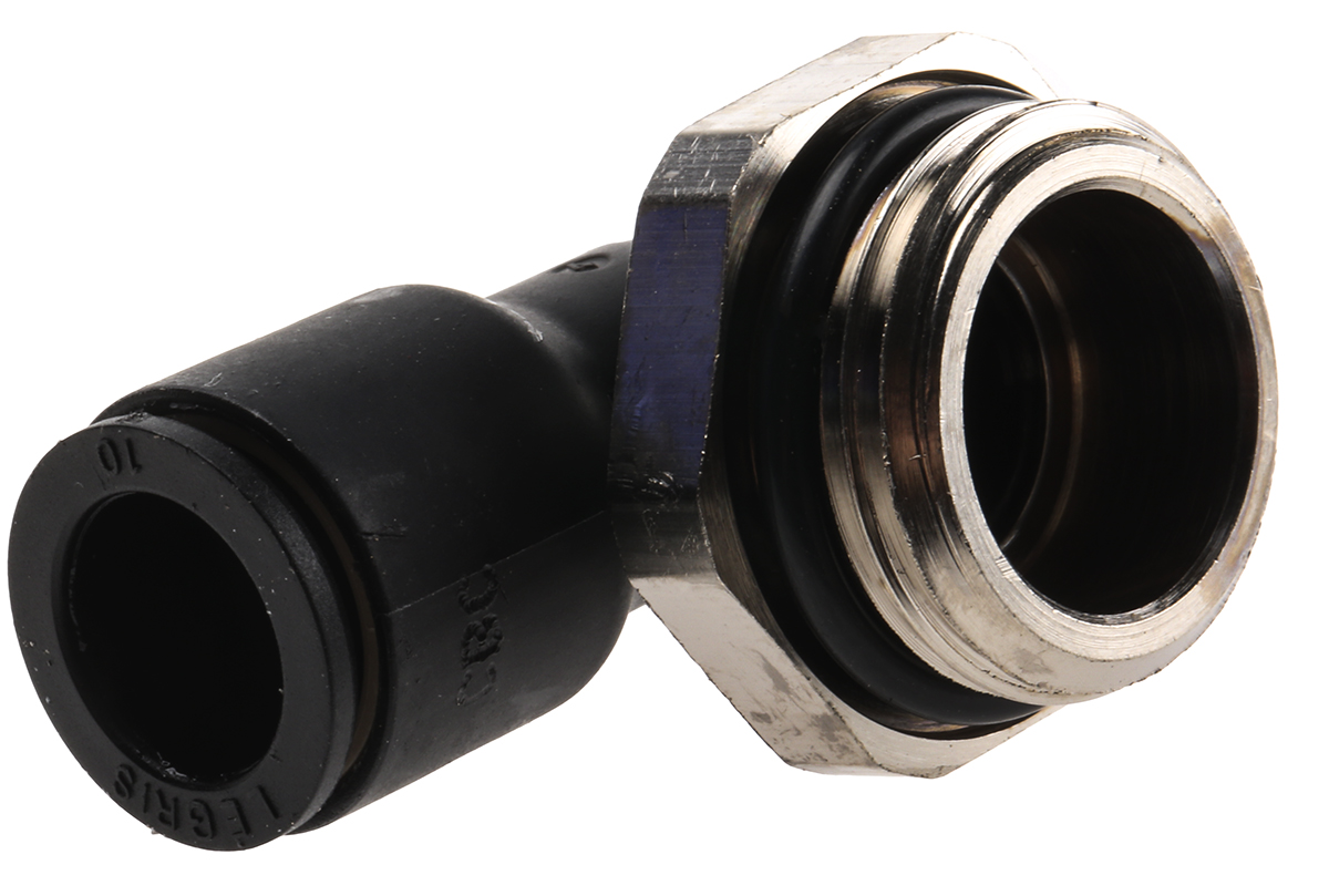 Legris LF3000 Series Elbow Threaded Adaptor, G 1/2 Male to Push In 10 mm, Threaded-to-Tube Connection Style
