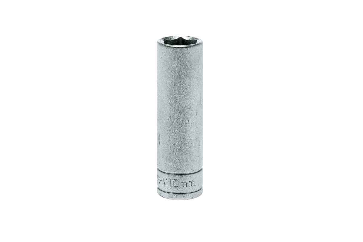 Teng Tools 1/4 in Drive 10mm Deep Socket, 6 point, 49.5 mm Overall Length