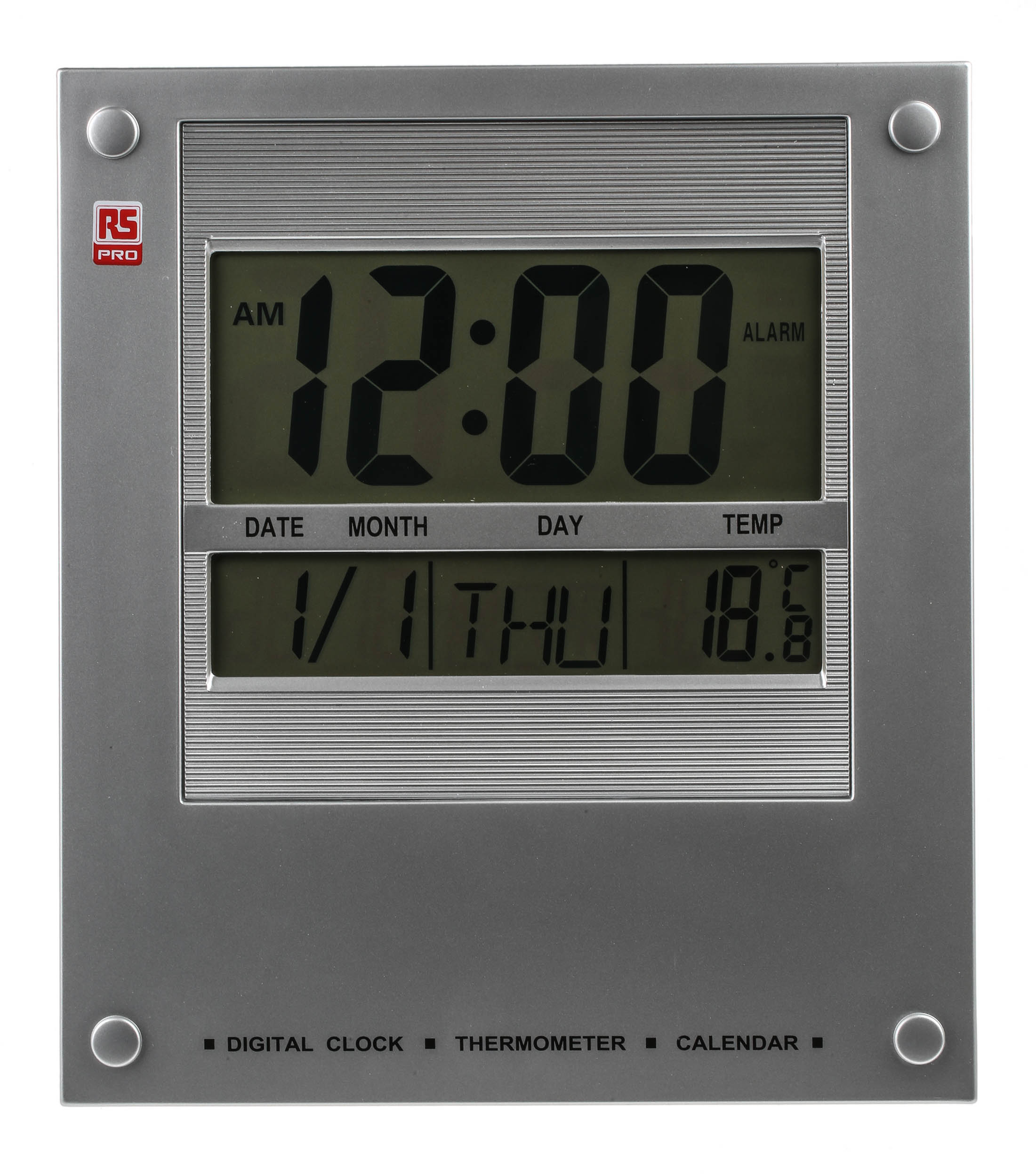 RS PRO Silver Wall Clock
