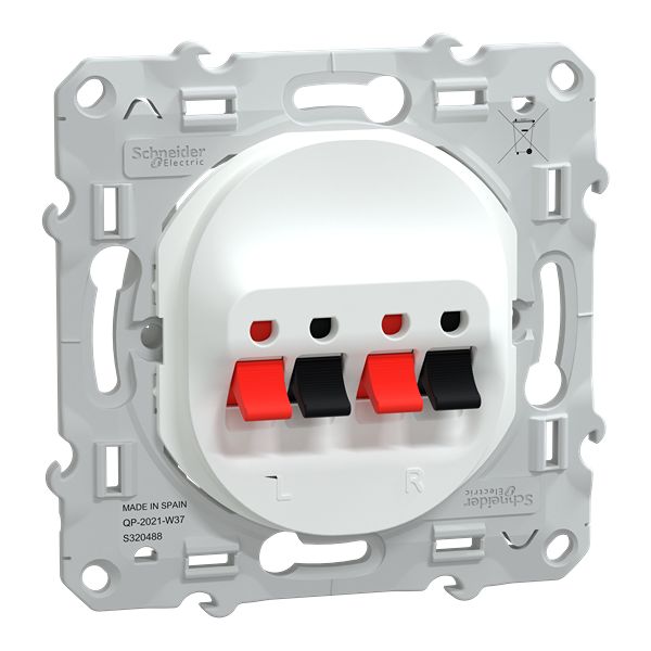 Schneider Electric S320488 Flush Mount Loudspeaker Connector Socket, 2 WayWhite, Screwless Termination
