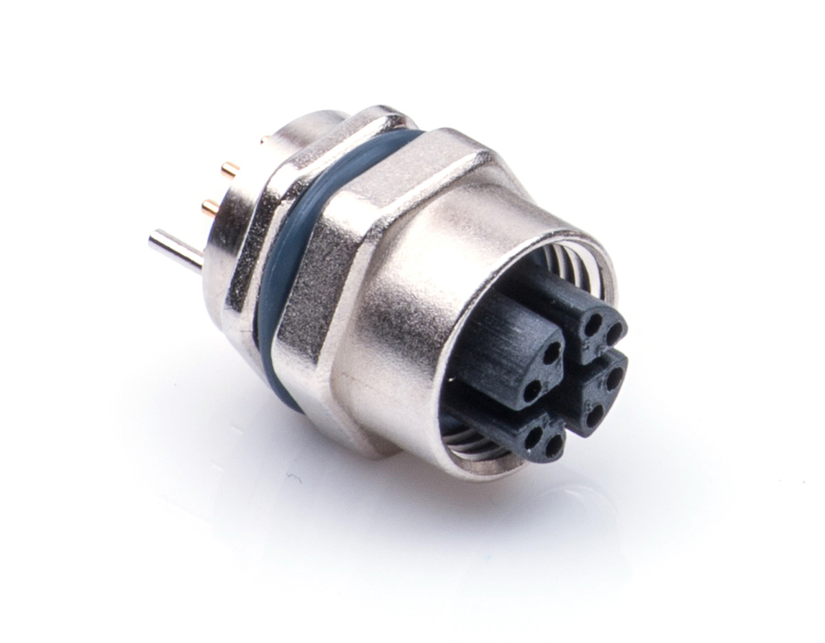 Amphenol Industrial Circular Connector, 8 Contacts, Panel, M12 Connector, Socket, Female, IP67, M Series