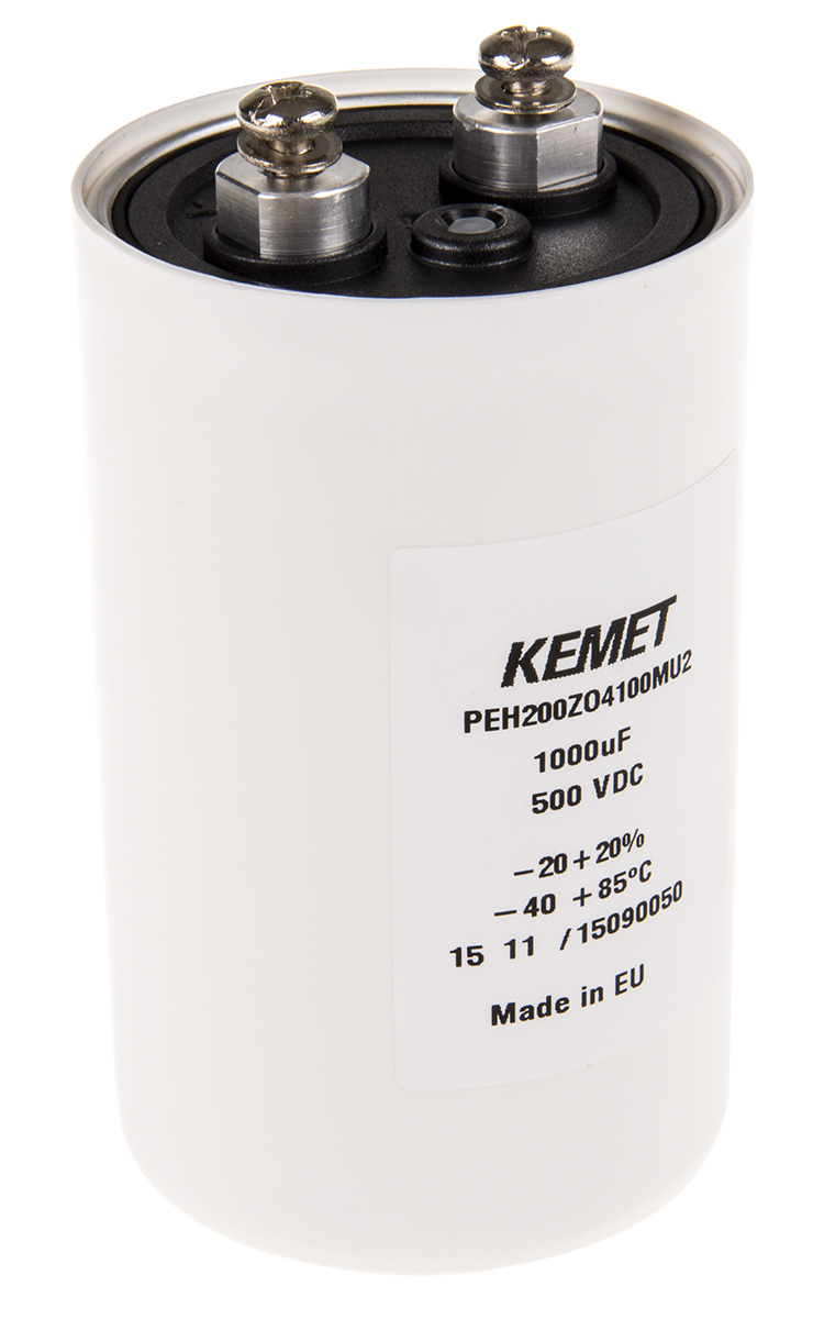 KEMET 1000μF Aluminium Electrolytic Capacitor 500V dc, Screw Mount - PEH200ZO4100MU2