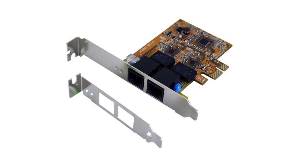 Exsys 2 Port PCIe RJ45 Network Card, 10/100/1000Mbit/s