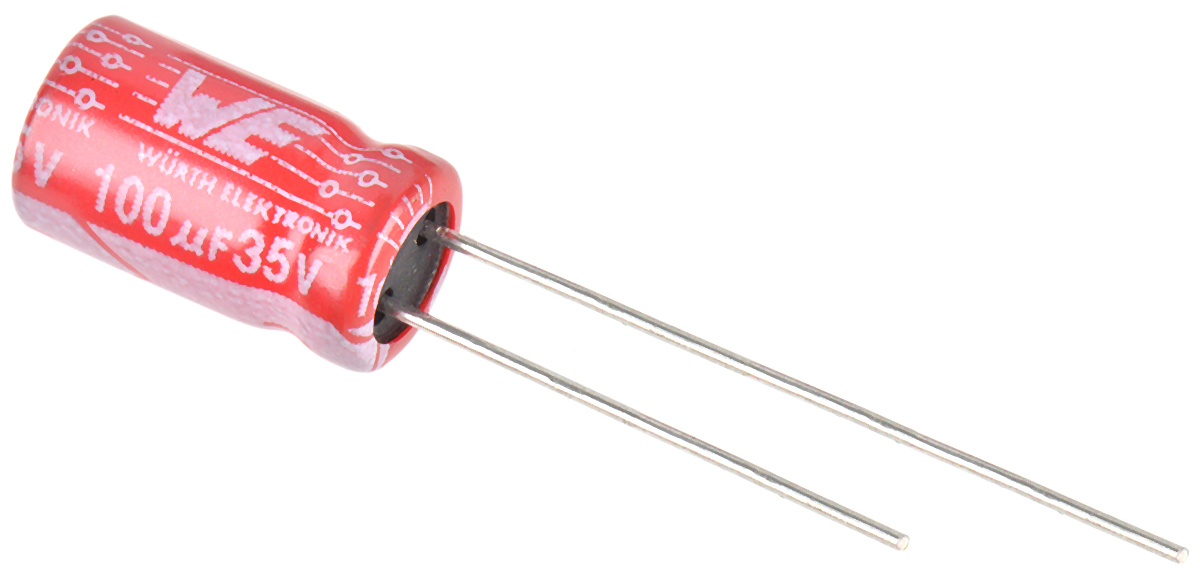 Wurth Elektronik 100μF Aluminium Electrolytic Capacitor 35V dc, Radial, Through Hole - 860020573008