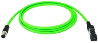 Telegartner, 3m Cat5, Green M12 to Male RJ45 Male Unshielded, Terminated PUR Sheath