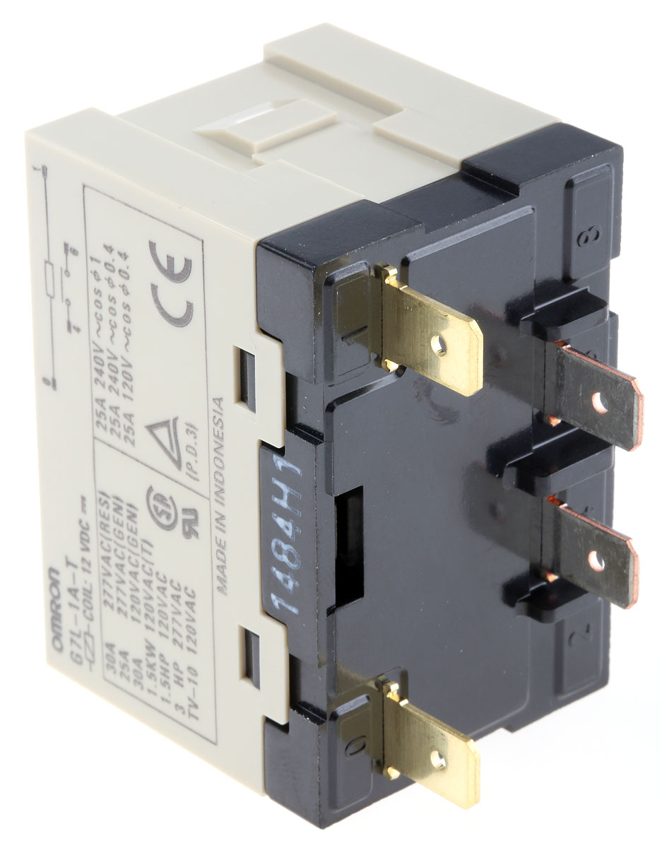 Omron Panel Mount Power Relay, 12V dc Coil, 30A Switching Current, SPST