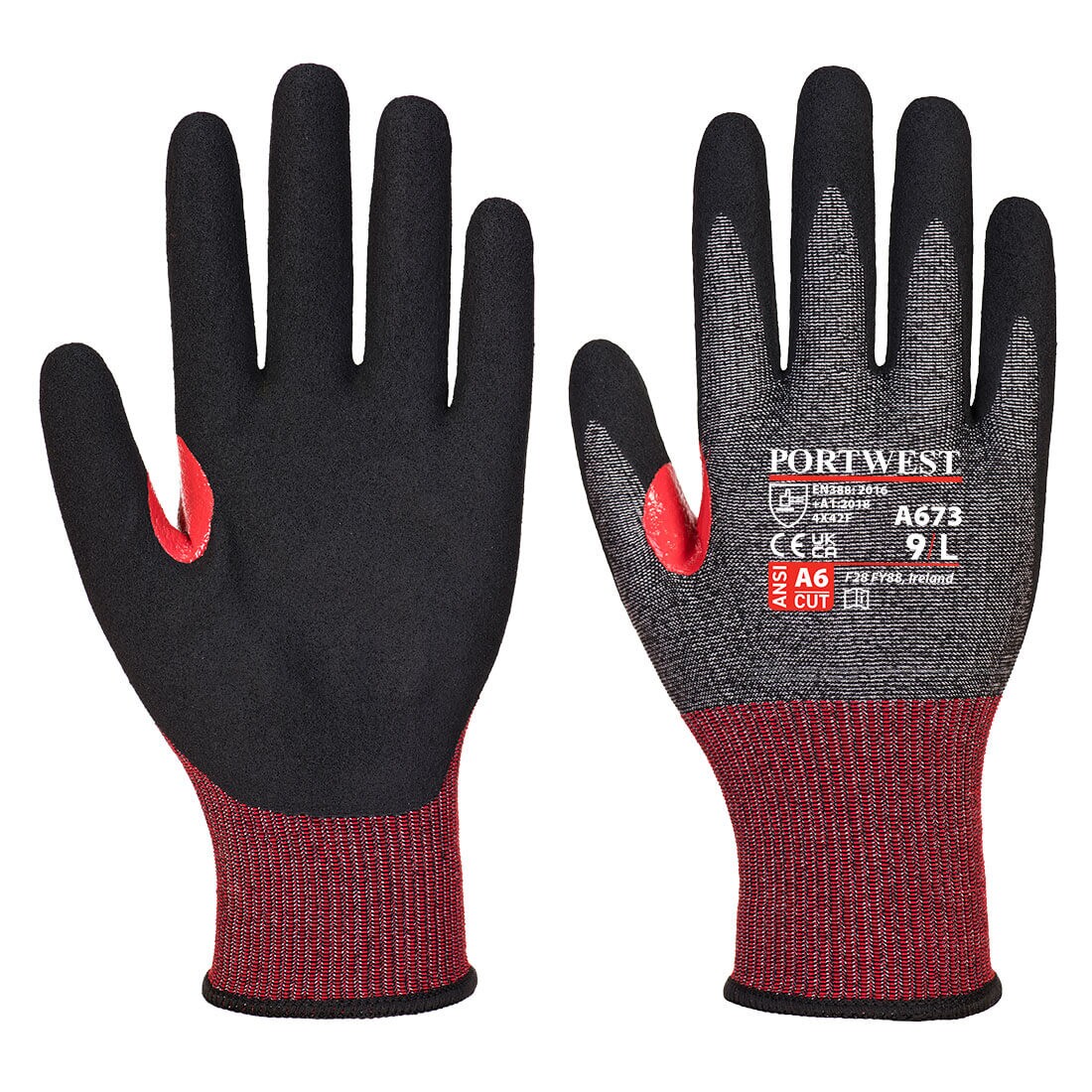 Portwest Black Nylon, High Performance Polyethylene, Steel Fibre, Nitrile Foam Glove 50 mm