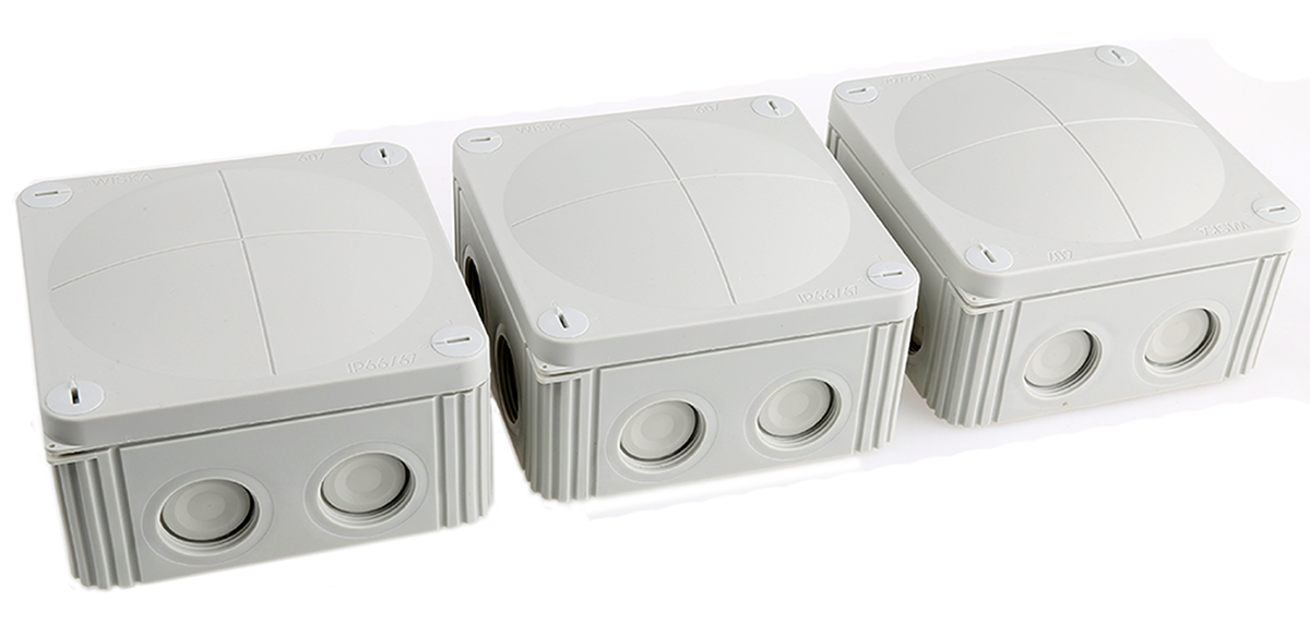 WISKA Combi Series Grey Polypropylene Junction Box, IP66, IP67, 110 x 110 x 66mm