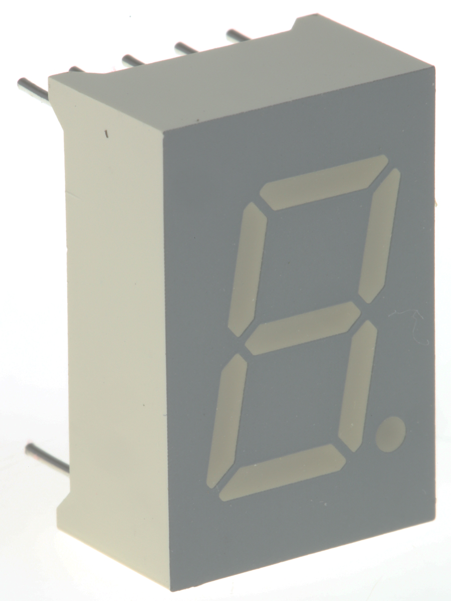 SA05-11GWA Kingbright 7-Segment LED Display, CA Green 10 mcd RH DP 12.7mm