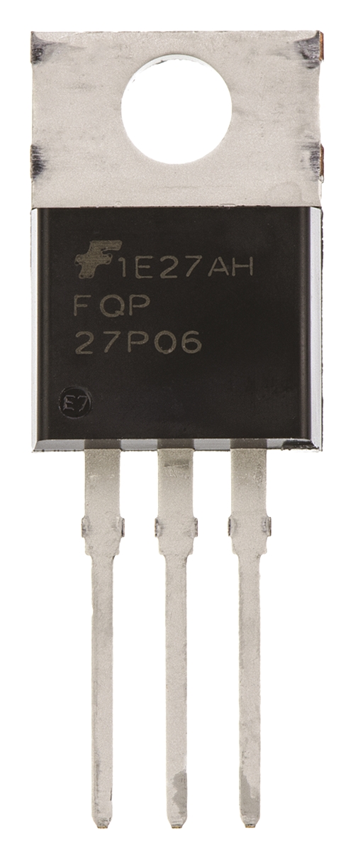onsemi QFET Type P-Channel MOSFET, 27 A, 60 V Enhancement, 3-Pin TO-220 FQP27P06