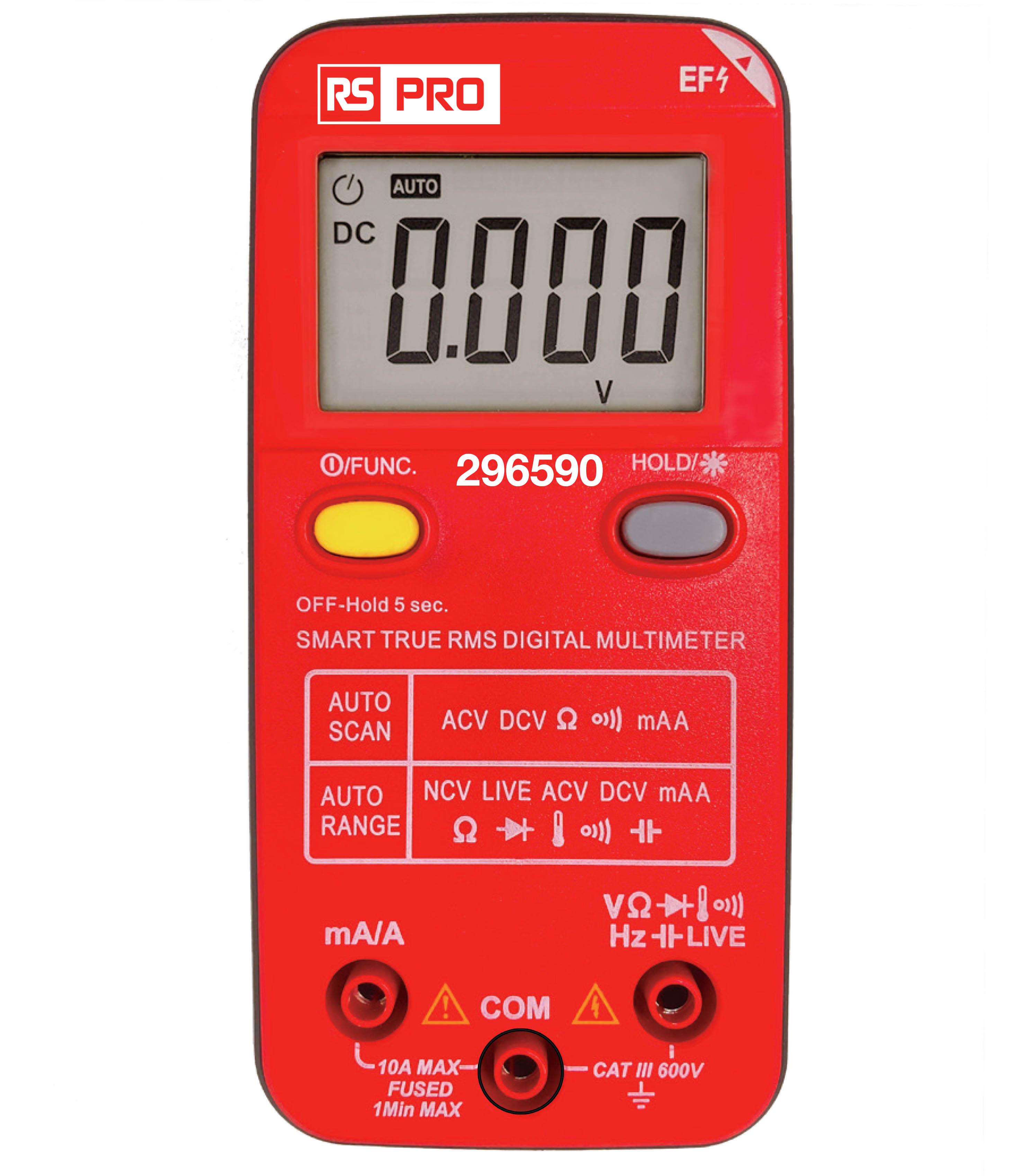 RS PRO Digital, LCD Digital Multimeter, True RMS, 10A ac Max, 10A dc Max, 600V ac Max