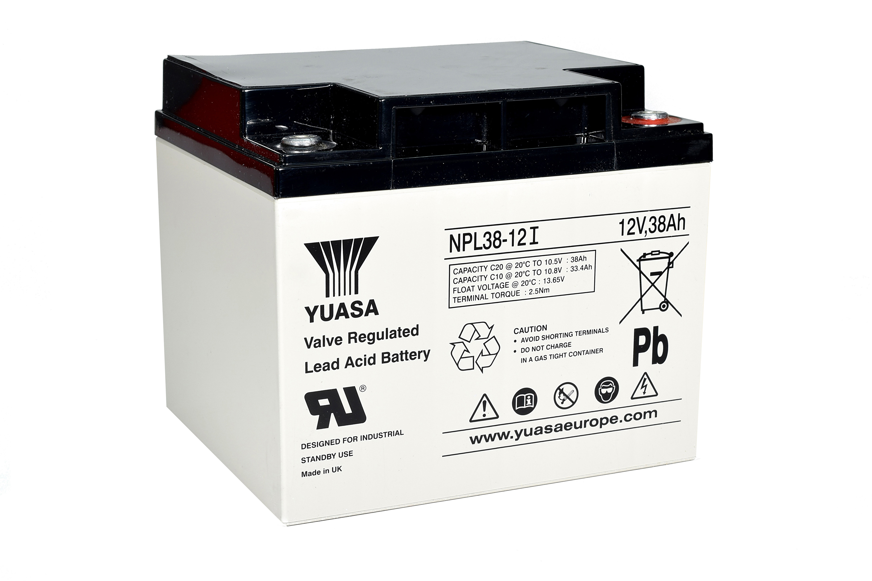 Yuasa 12V M5 Sealed Lead Acid Battery, 38Ah