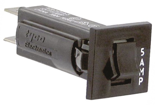 TE Connectivity Thermal Circuit Breaker - W28  Single Pole 32 V dc, 250V ac Voltage Rating, 5A Current Rating