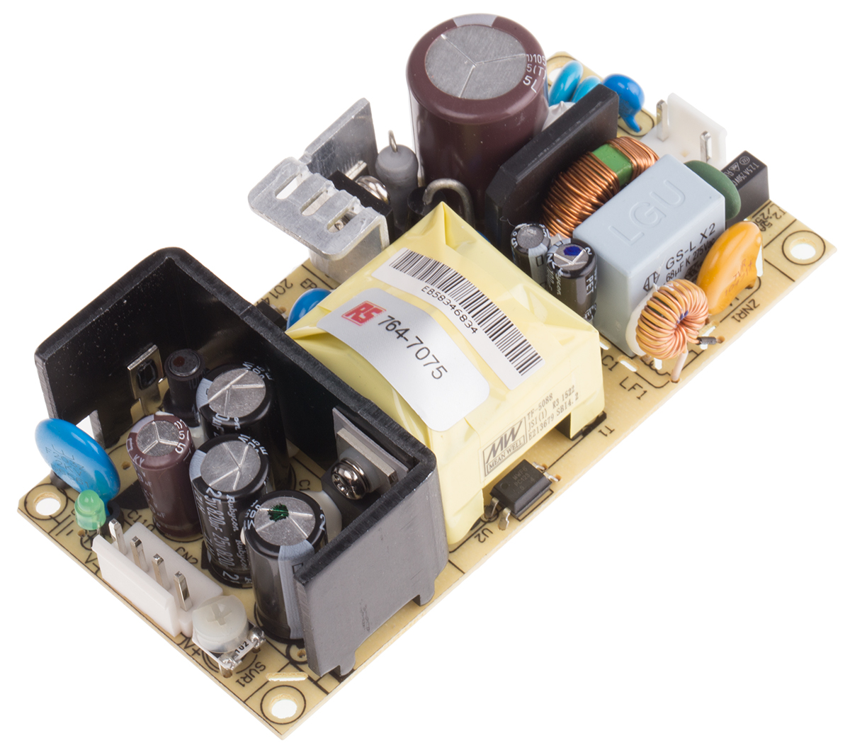 MEAN WELL Switching Power Supply, EPS-65-15, 15V dc, 4.34A, 65W, 1 Output, 127 → 370 V dc, 90 → 264 V ac