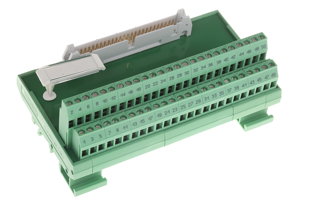 Phoenix Contact 50-Contact Male Interface Module, Flat Ribbon Cable Connector, DIN Rail Mount, 1A