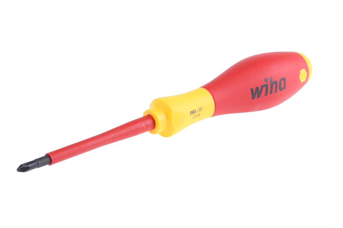 Wiha Phillips Insulated Screwdriver, PH1 Tip, 80 mm Blade, VDE/1000V, 191 mm Overall