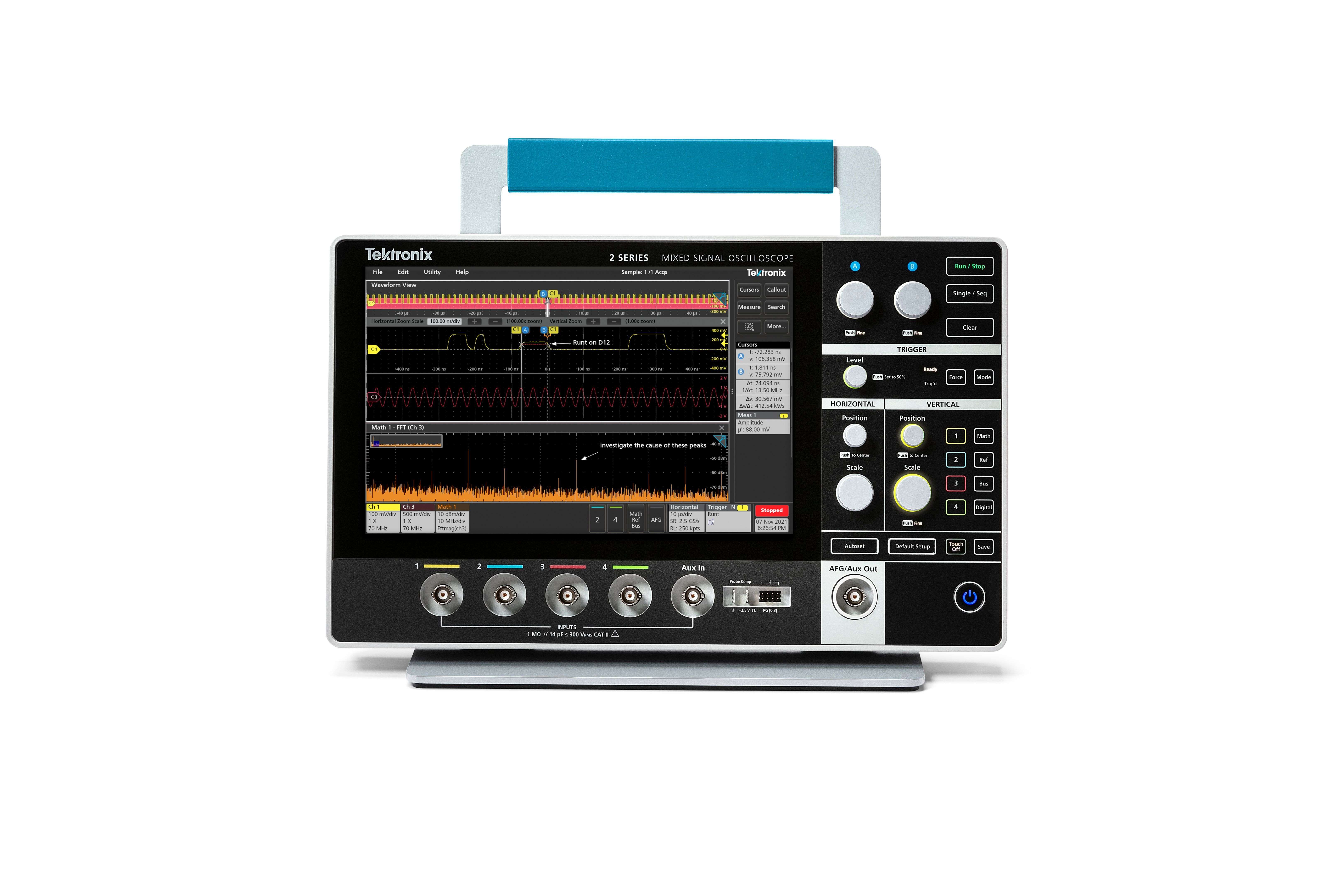 Tektronix MSO24 2 Series MSO Series, 350MHz Bench, Portable Oscilloscope, 4 Analogue Channels, 16 Digital Channels -