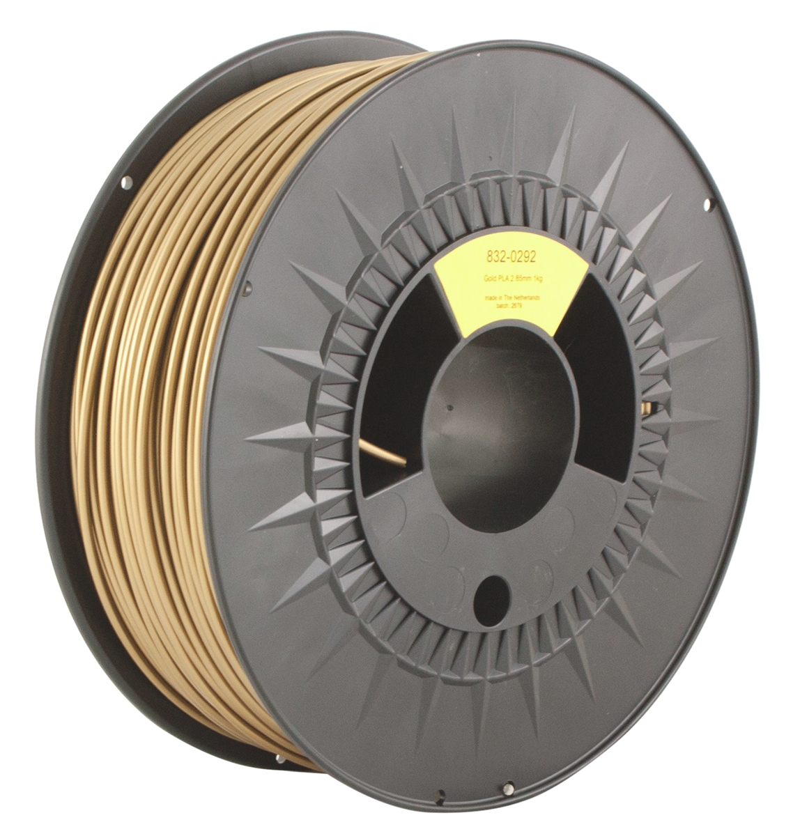 RS PRO 2.85mm Gold PLA 3D Printer Filament, 1kg