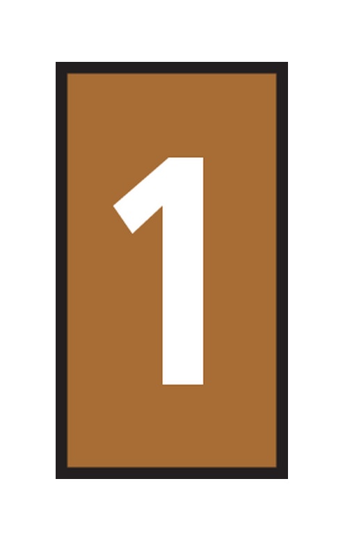 HellermannTyton WIC Snap On Clip On Cable Marker, Brown, Pre-printed "1", 4.3 → 5.3mm Cable, 561-03611