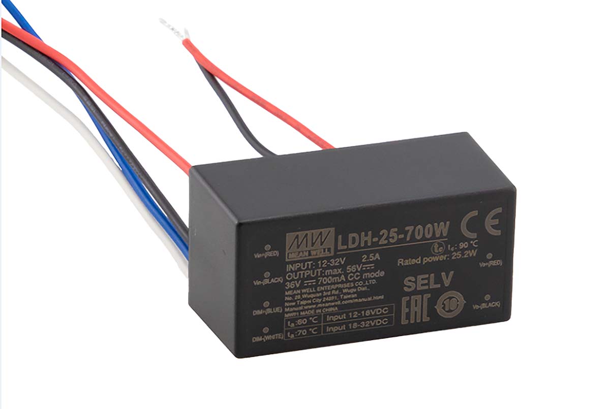 MEAN WELL LED Driver, 84V Output, 25W Output, 700mA Output, Constant Current Dimmable