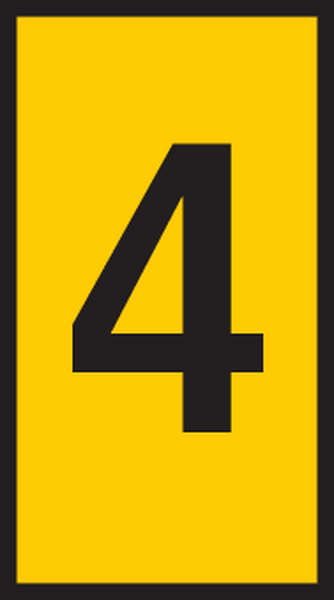 HellermannTyton HODS50 Slide On Cable Marker, Black on Yellow, Pre-printed "4", 1.7 → 3.6mm Cable, 531-15314