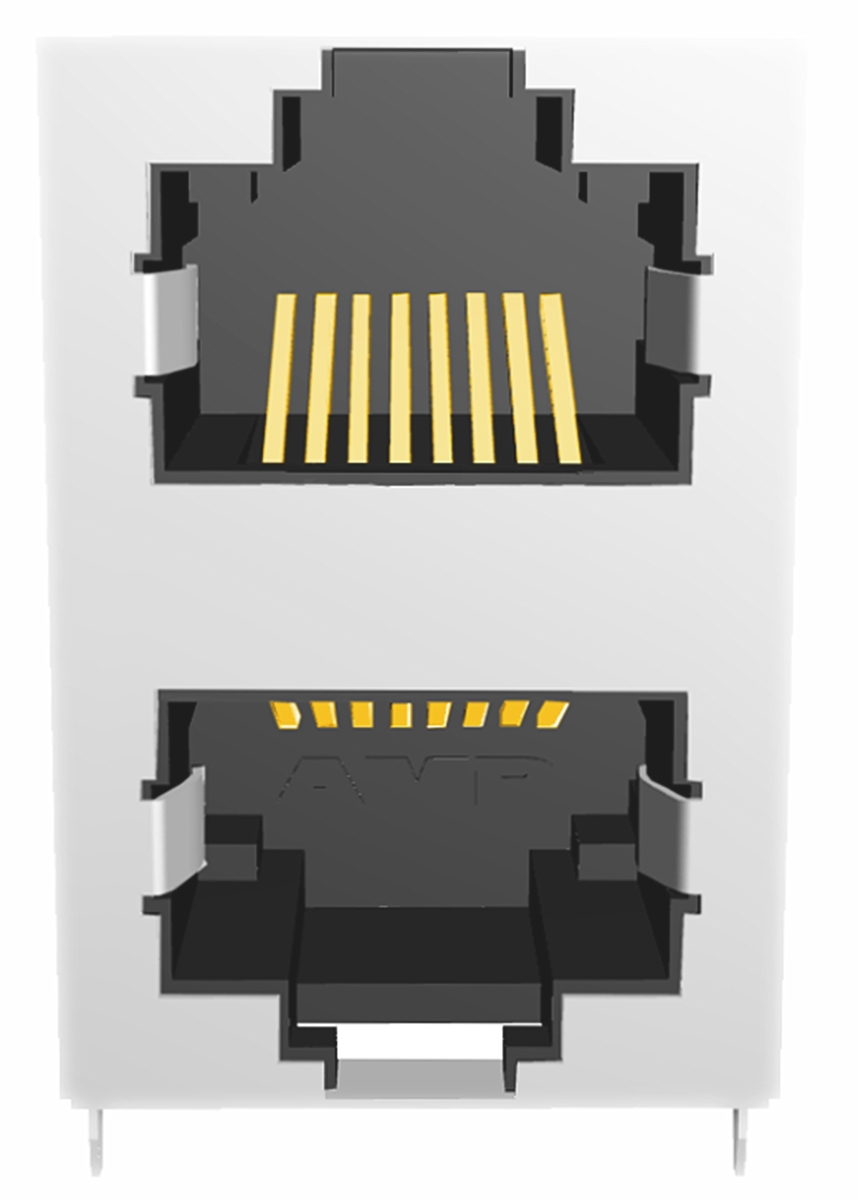 TE Connectivity 5569380 Series Female RJ45 Connector, PCB Mount, Cat5 Right Angle 2 Port 8 -Way