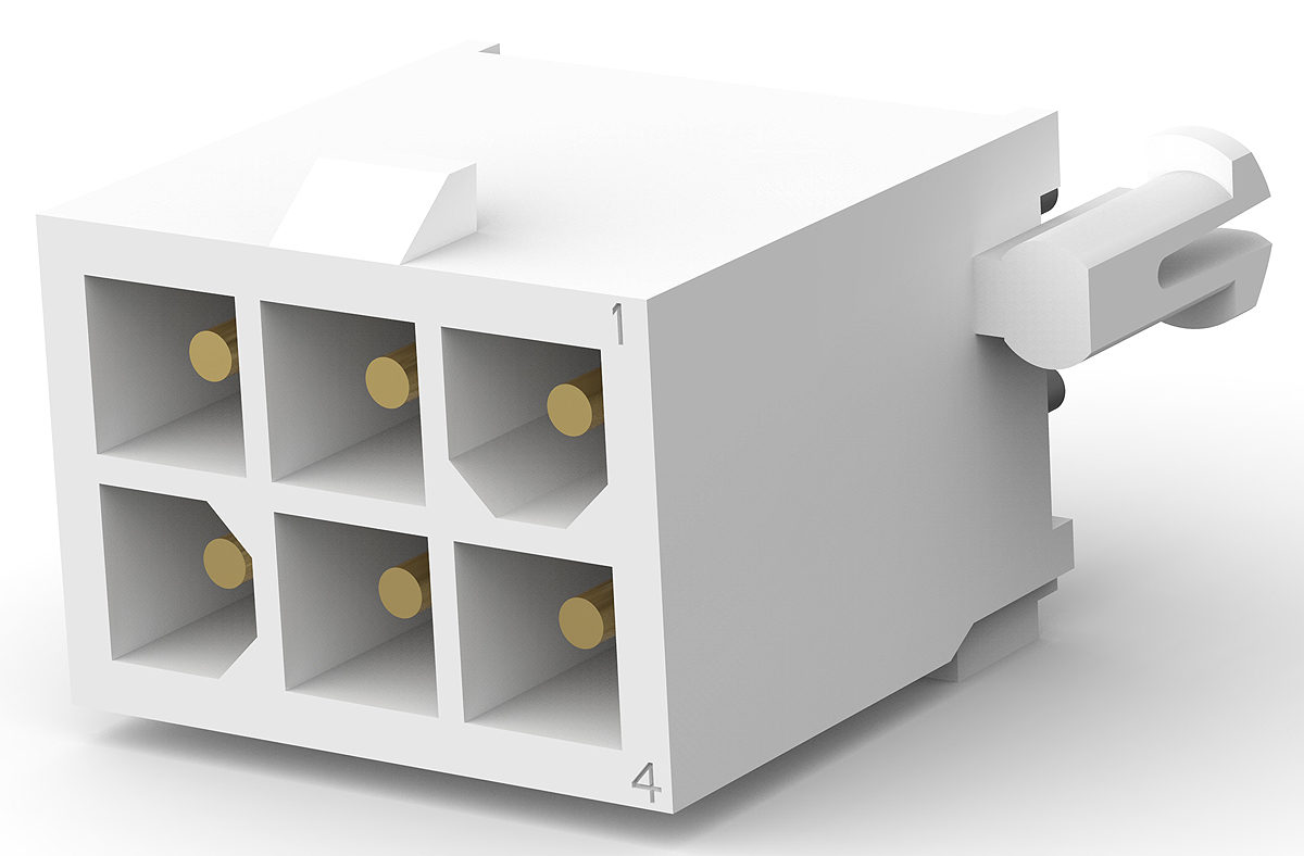 TE Connectivity Mini-Universal MATE-N-LOK Series Straight Through Hole PCB Header, 6 Contact(s), 4.14 mm Pitch, 2 Row,