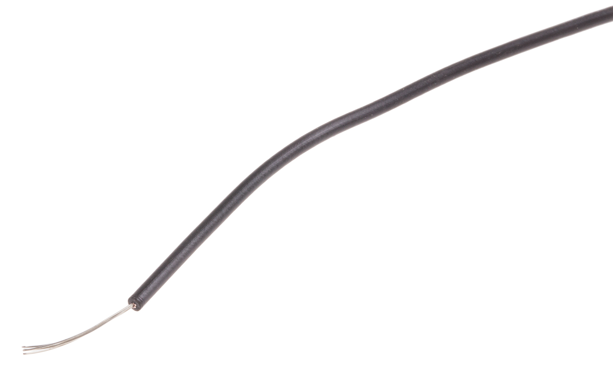 RS PRO Black 0.13mm² Hook Up Wire, 26 AWG, 7/0.16 mm, 100m, PVC Insulation