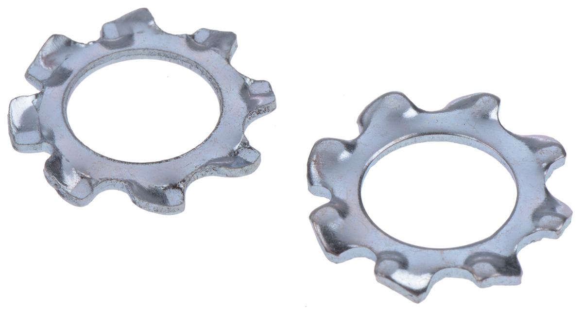 Bright Zinc Plated Steel External Tooth Lock Washer, M8
