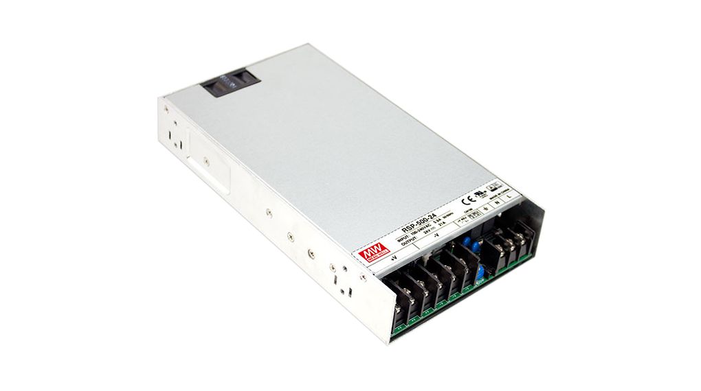 MEAN WELL Switching Power Supply, RSP-500-27, 27V, 18.6A, 502.2W, 1 Output, 85 → 264V ac Input Voltage