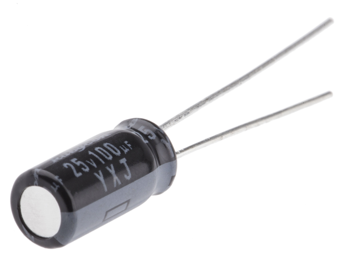 Rubycon 100μF Aluminium Electrolytic Capacitor 25V dc, Radial, Through Hole - 25YXJ100M5X11