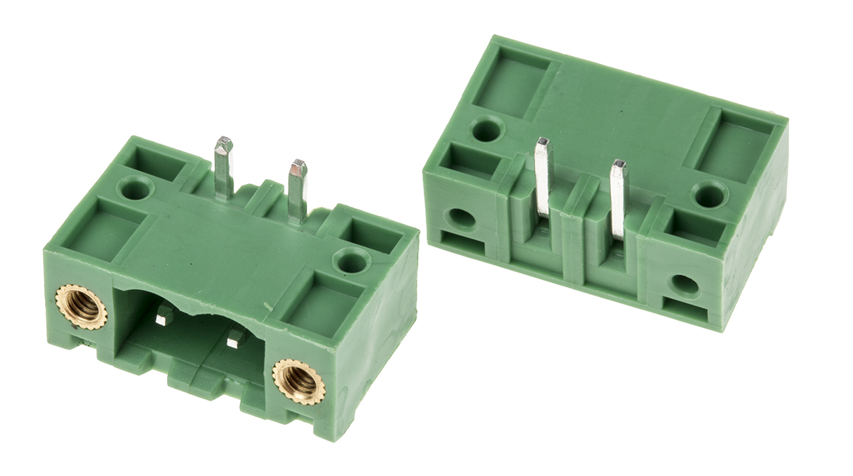 RS PRO, 5.0mm Pitch, 2 Way, Right Angle, Pluggable Terminal Block, Header, Through Hole, Solder Termination