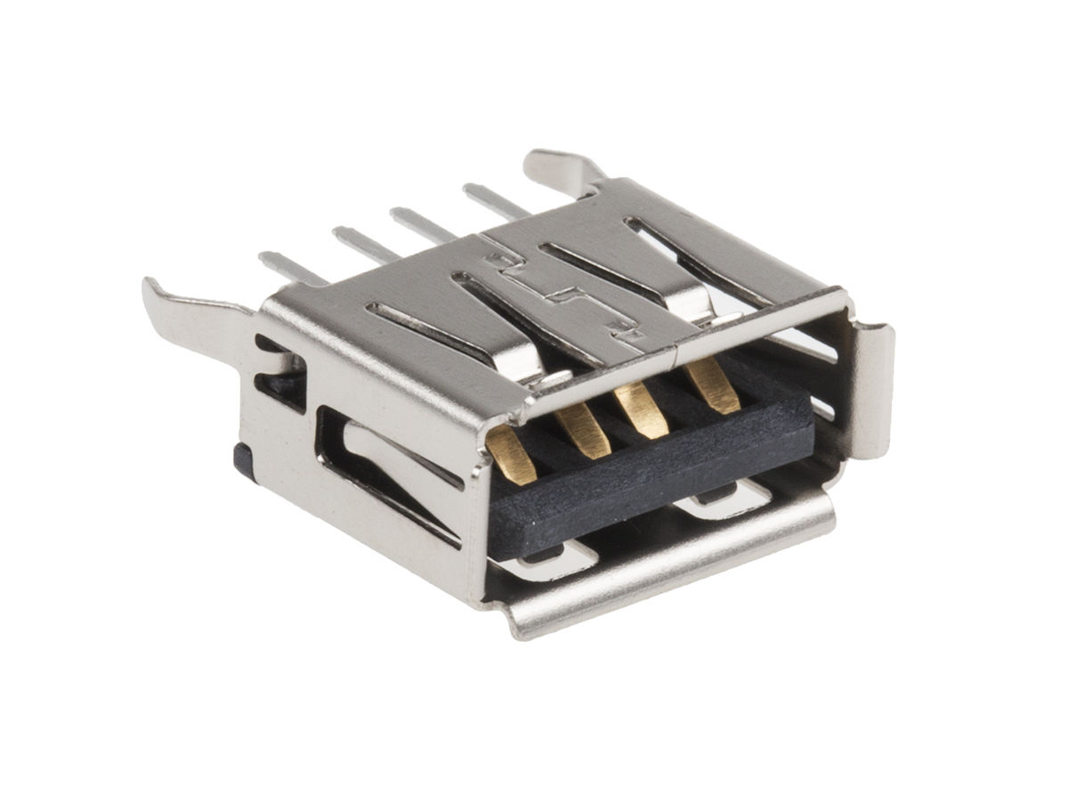 Molex Straight, Through Hole, Socket- Single Port Type A 2.0 USB Connector
