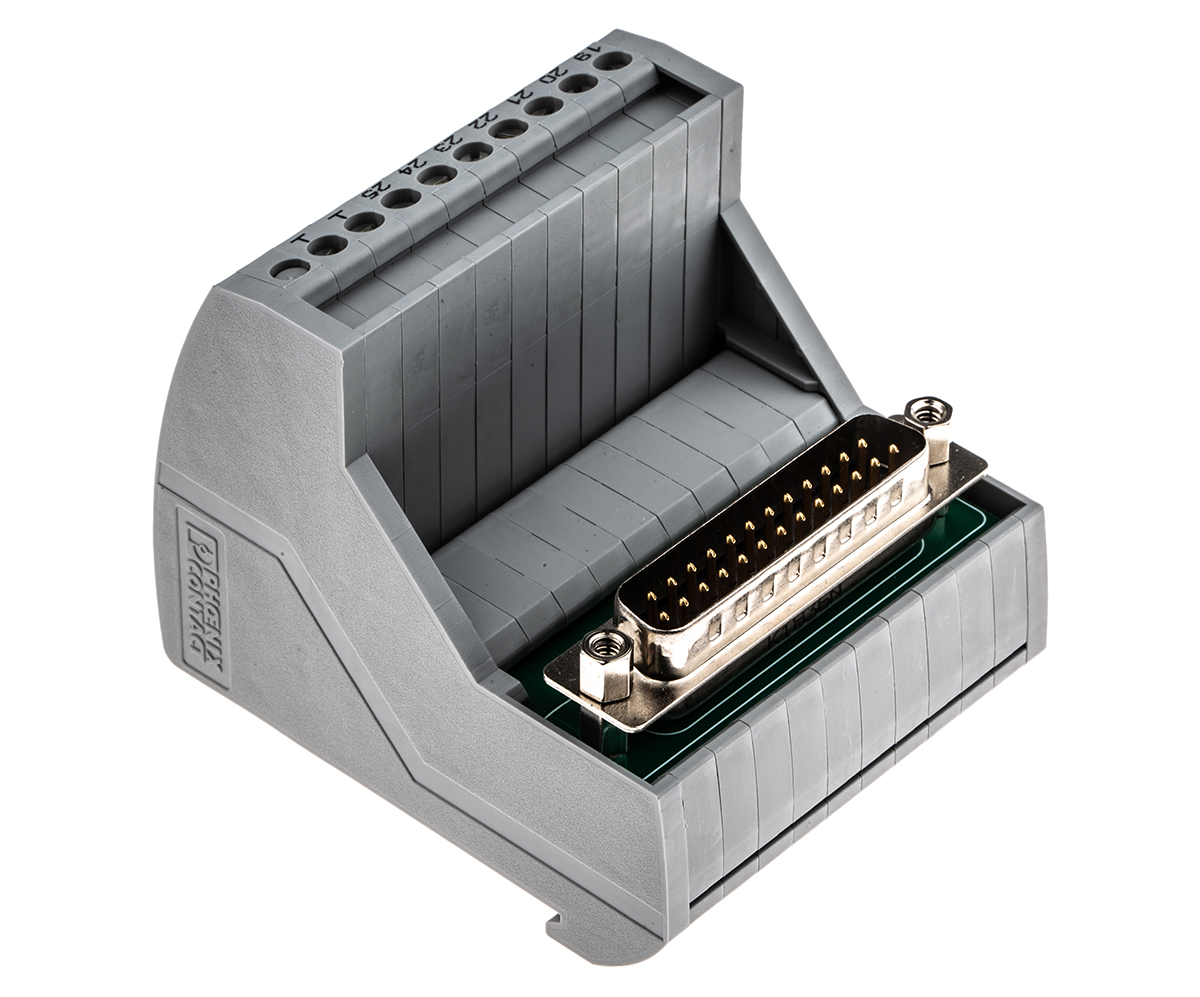 Phoenix Contact VIP-3/SC/D25SUB/M Series 25-Contact Male Interface Module, D-sub Connector, DIN Rail Mount, 2A