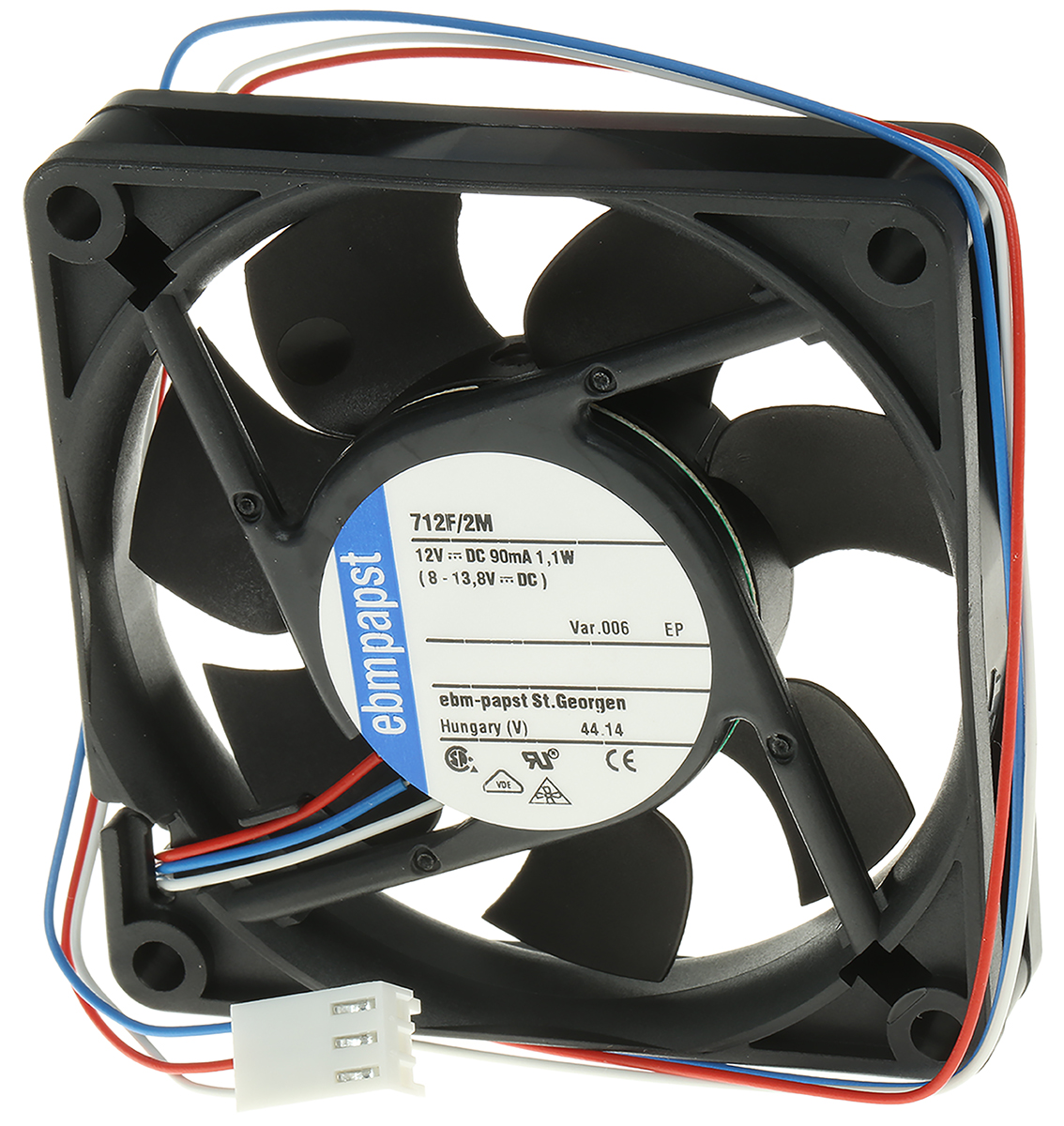 ebm-papst 700 F Series Axial Fan, 12 V dc, DC Operation, 36m³/h, 1.1W, 70 x 70 x 15mm