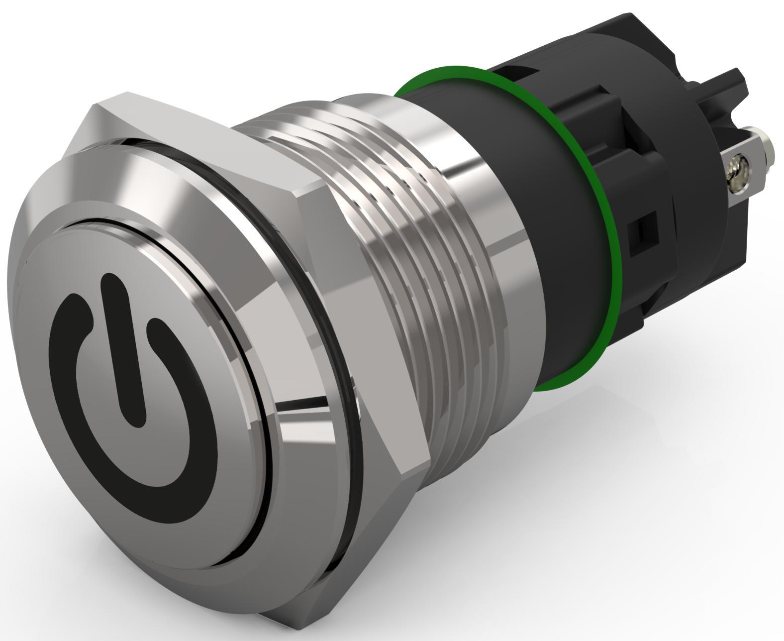 EAO 82 Series Push Button Switch, Latching, Panel Mount, 19mm Cutout, SPDT, 240V, IP65, IP67