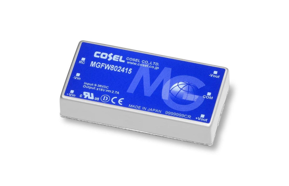 Cosel MGF DC-DC Converter, ±15V dc/ 2.7A Output, 9 → 36 V dc Input, 81W, PCB Mount, +85°C Max Temp -40°C Min Temp