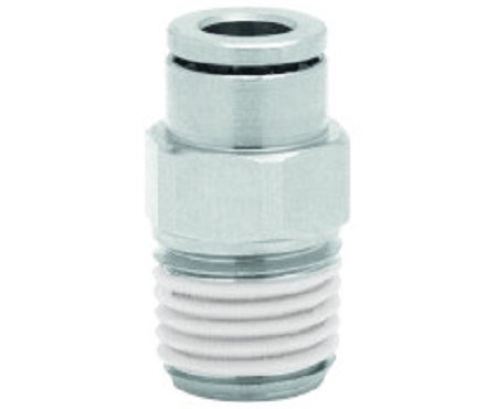 Norgren PNEUFIT 10 Series Straight Threaded Adaptor, R 1/8 Male to Push In 4 mm, Threaded-to-Tube Connection Style