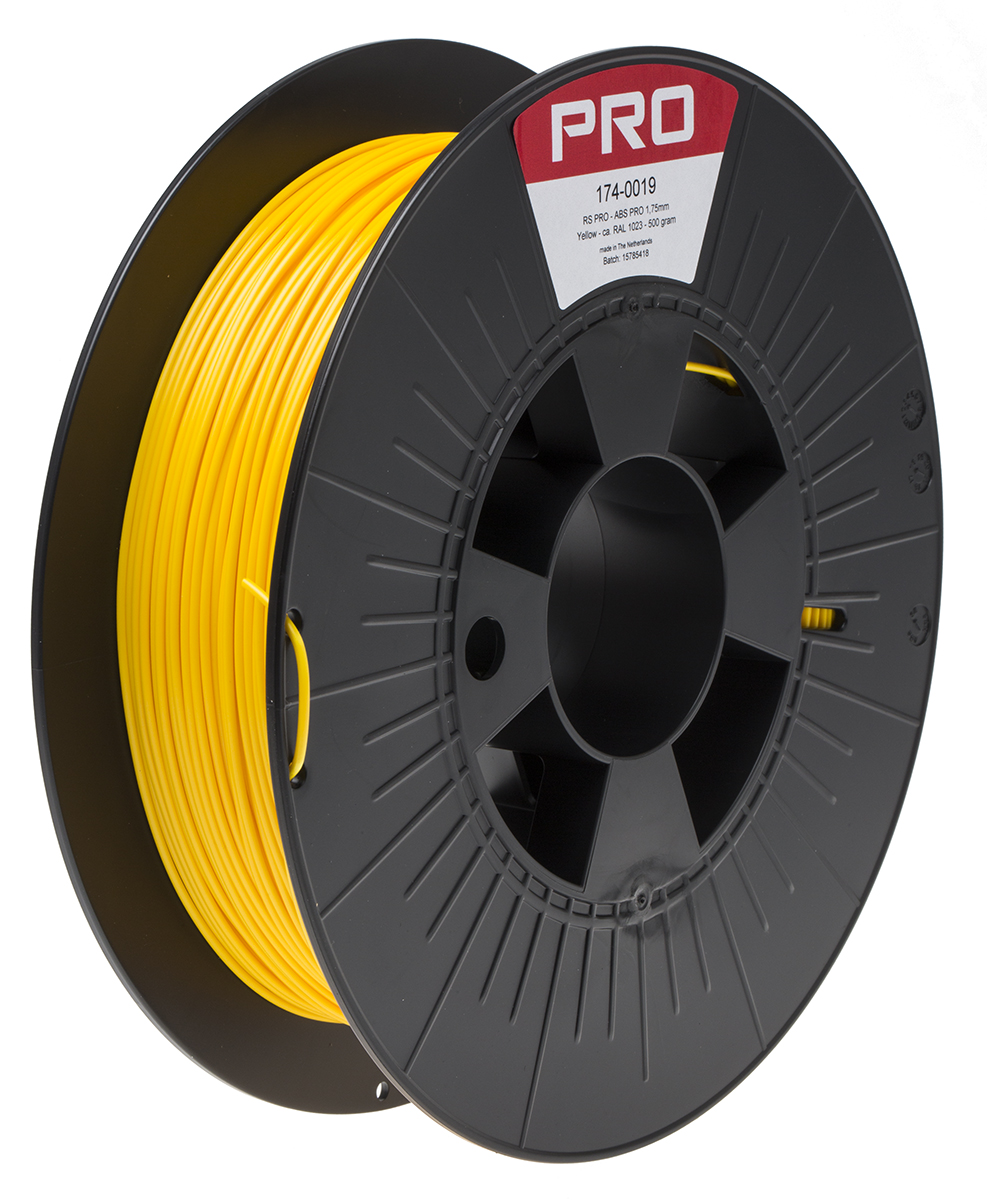 RS PRO 1.75mm Yellow ABS-X 3D Printer Filament, 500g