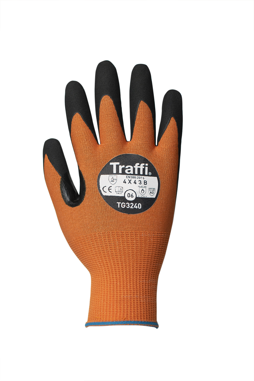 Traffi Microdex Orange Glass Elastane, High performance Polyethylene Nylon, Polyester Elastane, HPPE, Nylon Liquid/Oil