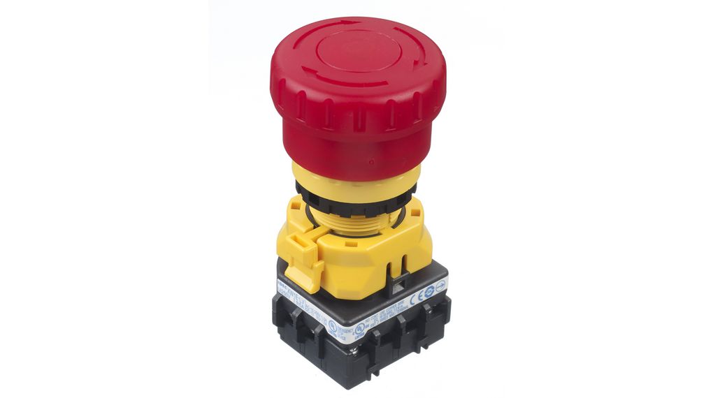 Idec XW Series Illuminated Emergency Stop Switch, Maintained, Panel Mount, 22mm Cutout, 1NO, 3 NC, 250V, IP20