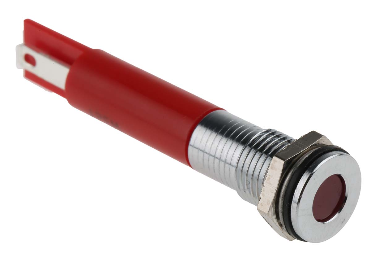 RS PRO Red Panel Mount Indicator, 220V ac, 8mm Mounting Hole Size, IP67