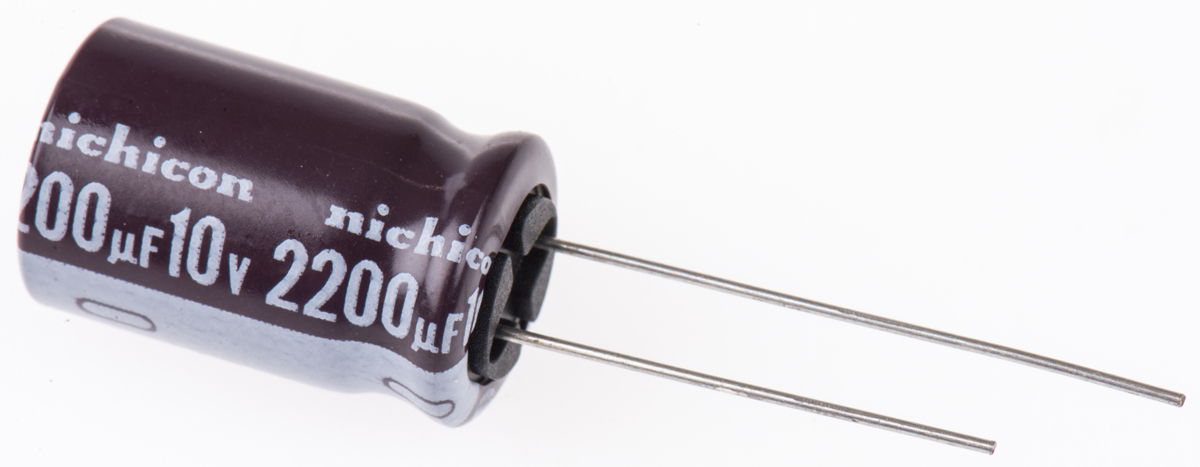 Nichicon 2200μF Aluminium Electrolytic Capacitor 10V dc, Radial, Through Hole - UPS1A222MHD