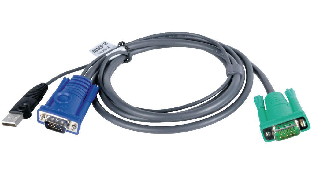 Aten Male SPHD to Male HD15 Plug, USB Plug KVM Cable